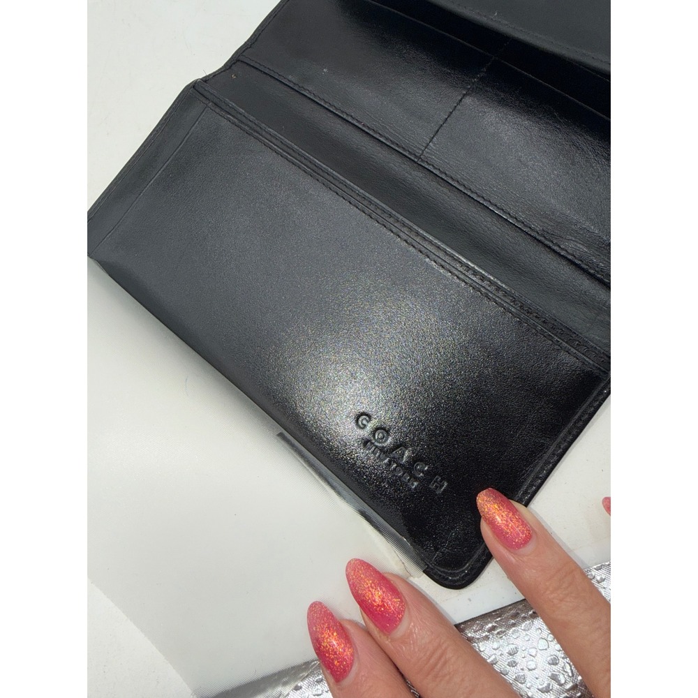 Coach New York Vintage Black Leather Long Bi-Fold Wallet with ID Window - Picture 6 of 11